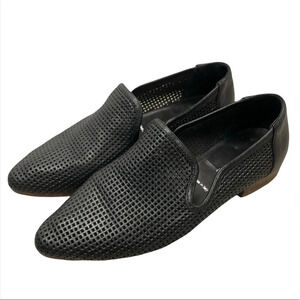 RON WHITE Leather Loafers Perforated Almond Toe Made In Italy EU 37